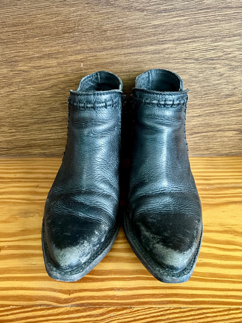 Leather western ankle boots